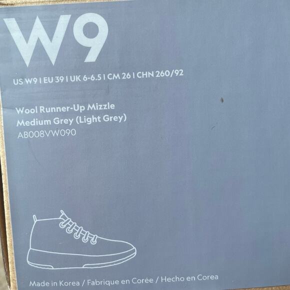 Allbirds Runner Up Wool Mizzle Gray Sneakers‎ NIB Size 9 - Picture 10 of 13